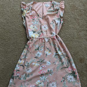 LOFT Pink Floral Semi-Formal Dress